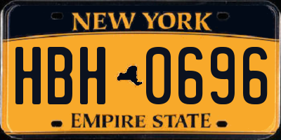 NY license plate HBH0696