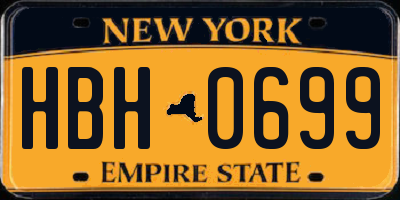 NY license plate HBH0699