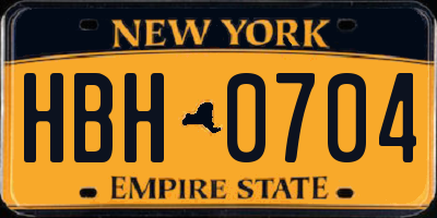 NY license plate HBH0704