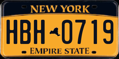 NY license plate HBH0719
