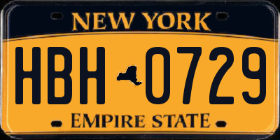 NY license plate HBH0729