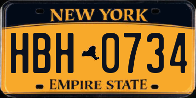 NY license plate HBH0734