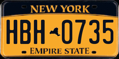 NY license plate HBH0735