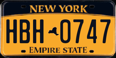 NY license plate HBH0747