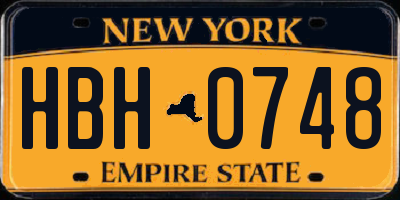 NY license plate HBH0748