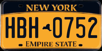 NY license plate HBH0752