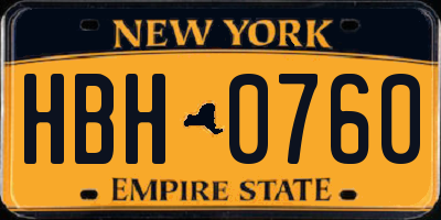 NY license plate HBH0760