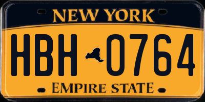 NY license plate HBH0764