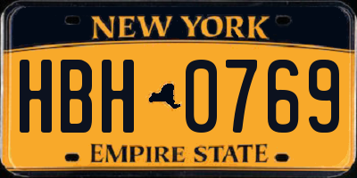 NY license plate HBH0769