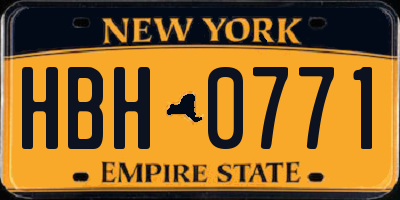 NY license plate HBH0771