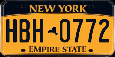 NY license plate HBH0772