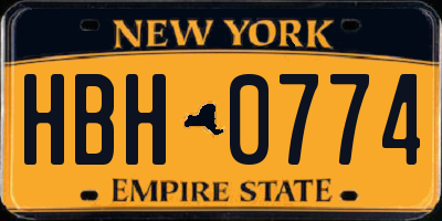 NY license plate HBH0774