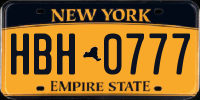 NY license plate HBH0777