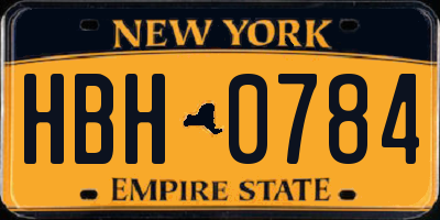 NY license plate HBH0784