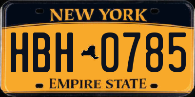 NY license plate HBH0785