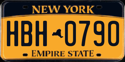 NY license plate HBH0790