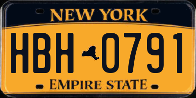 NY license plate HBH0791