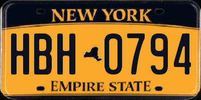 NY license plate HBH0794