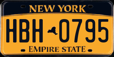 NY license plate HBH0795