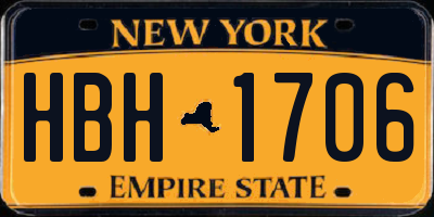 NY license plate HBH1706