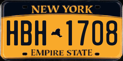 NY license plate HBH1708