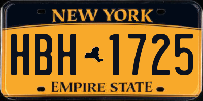NY license plate HBH1725