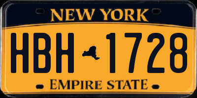 NY license plate HBH1728