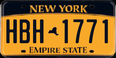 NY license plate HBH1771