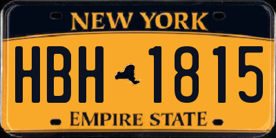 NY license plate HBH1815