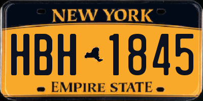 NY license plate HBH1845
