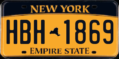 NY license plate HBH1869