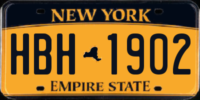 NY license plate HBH1902