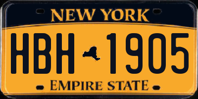 NY license plate HBH1905