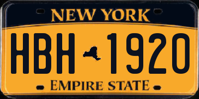 NY license plate HBH1920