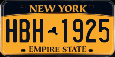 NY license plate HBH1925