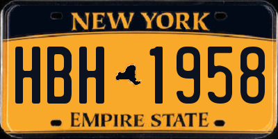NY license plate HBH1958