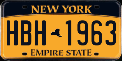 NY license plate HBH1963