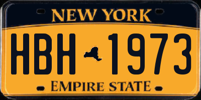 NY license plate HBH1973