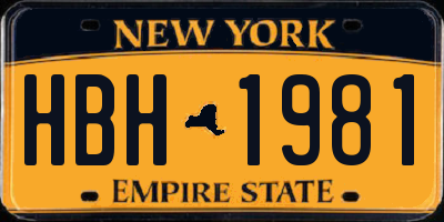 NY license plate HBH1981
