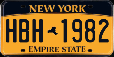 NY license plate HBH1982