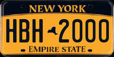 NY license plate HBH2000