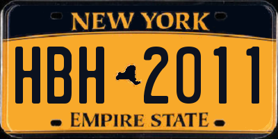 NY license plate HBH2011