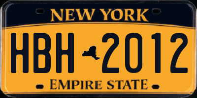 NY license plate HBH2012