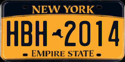 NY license plate HBH2014