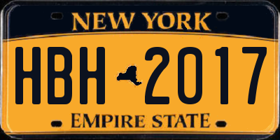 NY license plate HBH2017