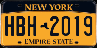 NY license plate HBH2019
