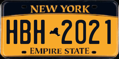 NY license plate HBH2021