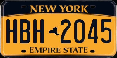 NY license plate HBH2045