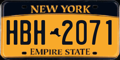 NY license plate HBH2071