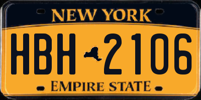 NY license plate HBH2106